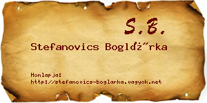 Stefanovics Boglárka névjegykártya